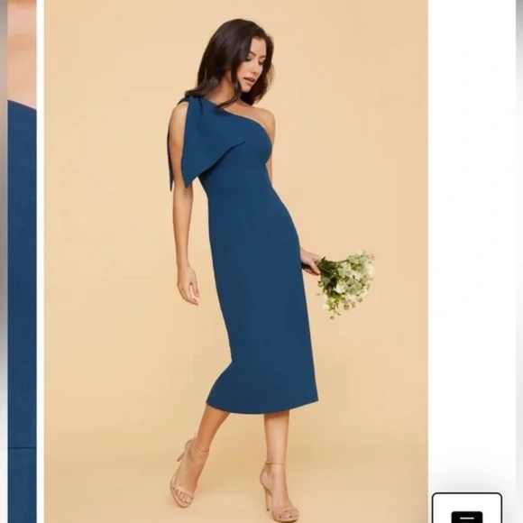 Dress The Population Tiffany One Shoulder Midi Dress size Large - Picture 2 of 4